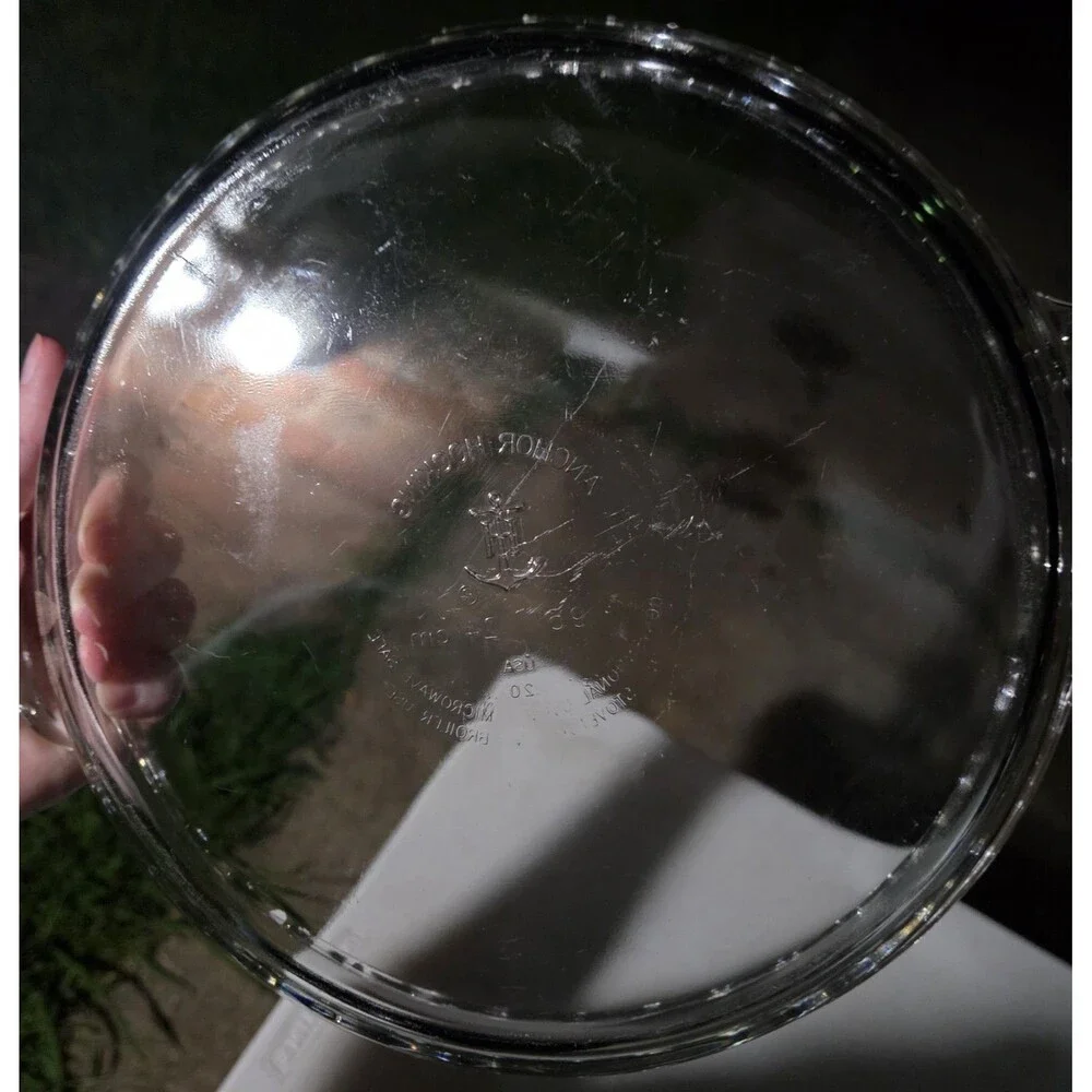 Vintage Anchor Hocking Clear Glass 9.5 Round Fluted Baking Dish Tab Handles 24cm